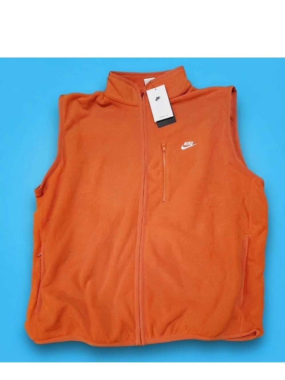 Nike Sportswear Club Fleece Vest Orange Therma-FIT Loose Fit